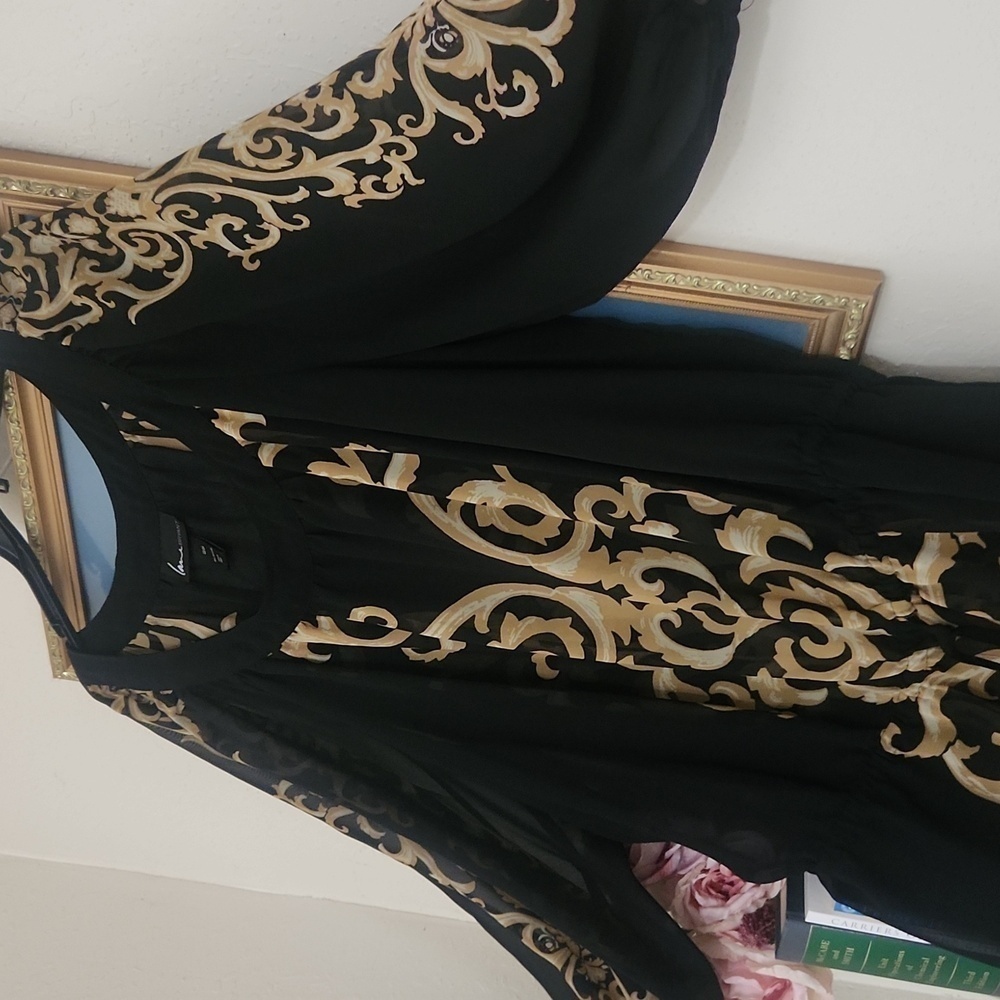 Elegant Black and Gold Women's Top Lane Bryant 22 / 24 Classic Career - Picture 6 of 8